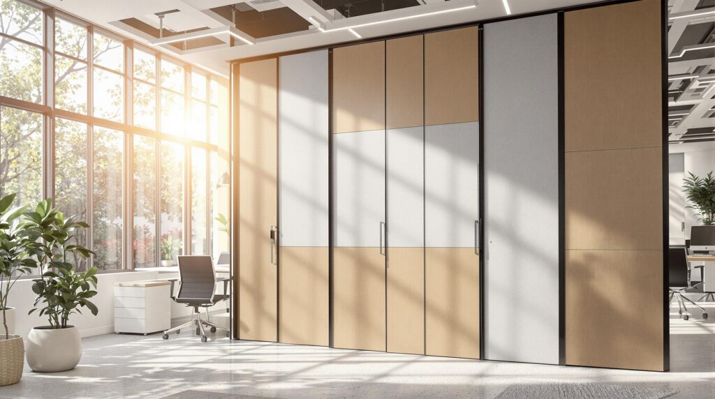 Modern office space with movable wall panels