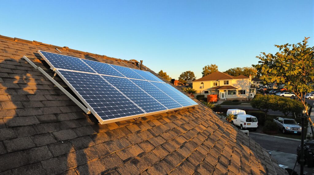 Solar panels installed on a residential roof.
