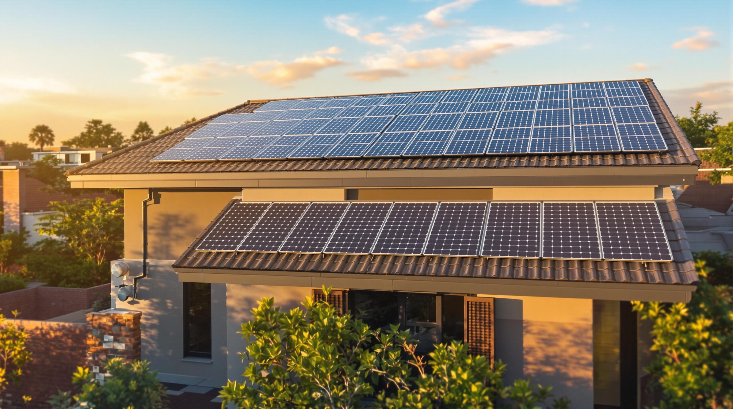 House with solar panels on roof