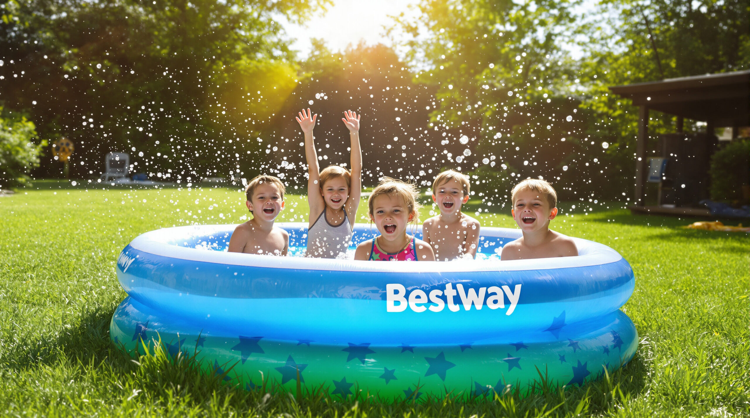 Enfants jouant dans une piscine Bestway