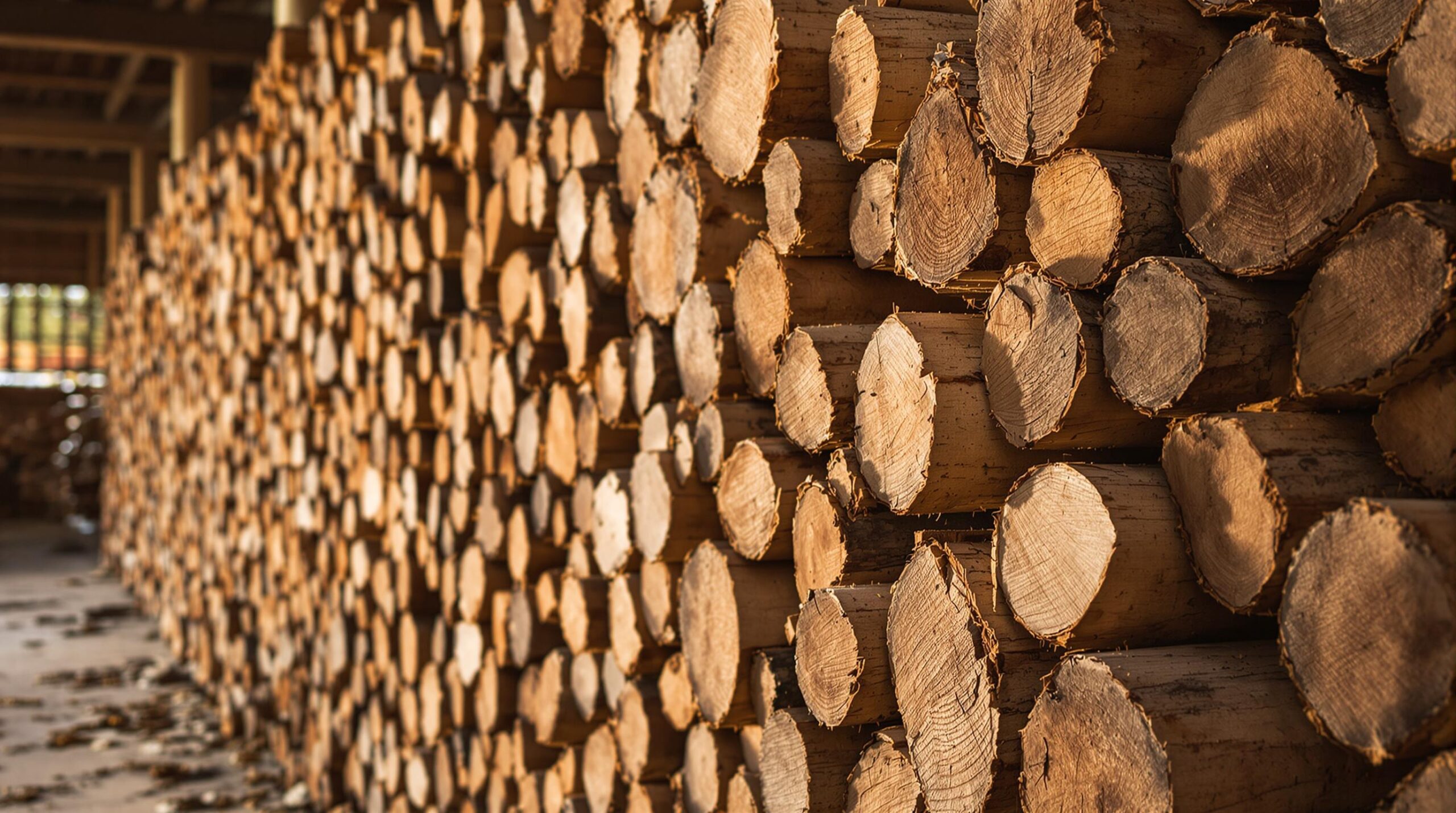 Stacked firewood logs