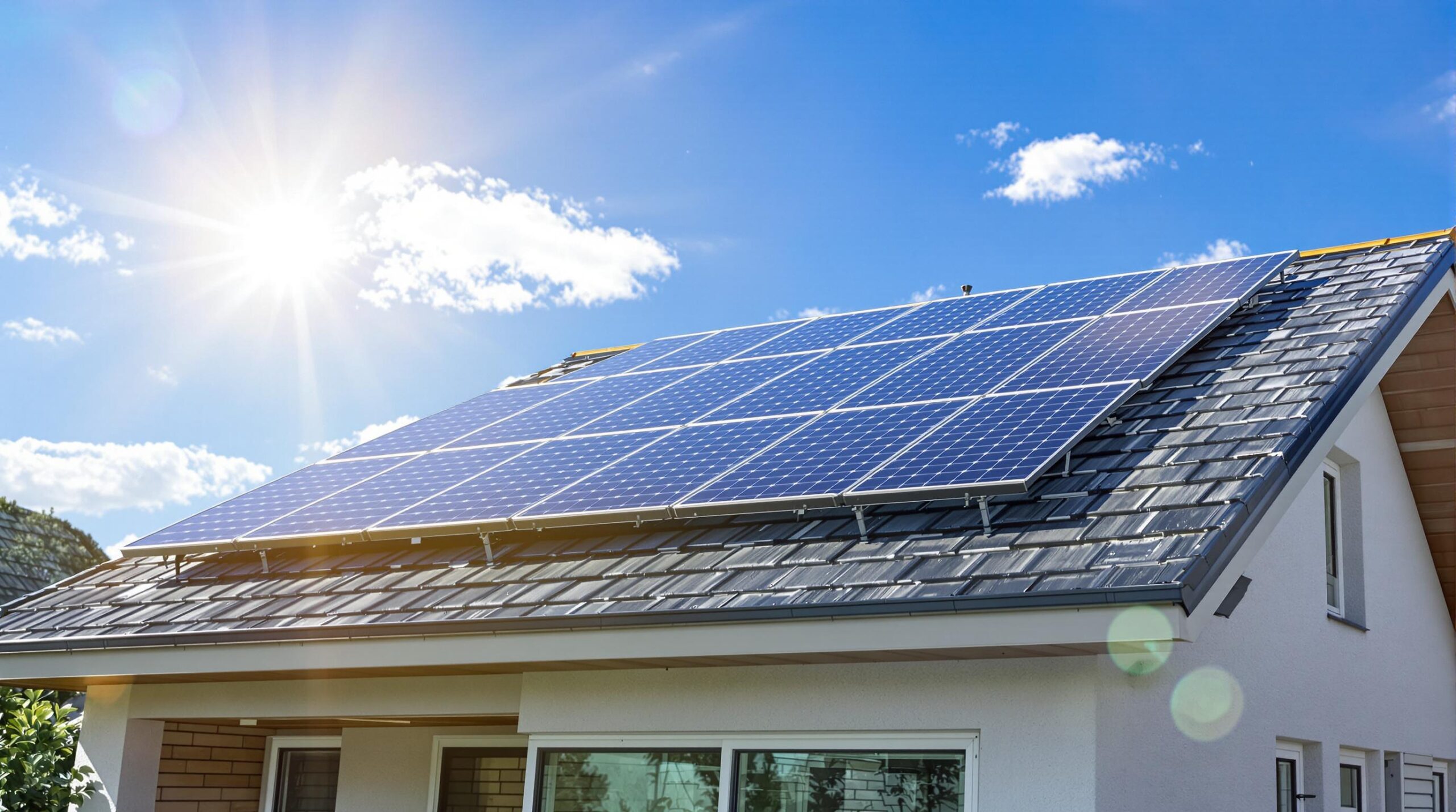 Panneaux solaires sur le toit d'une maison