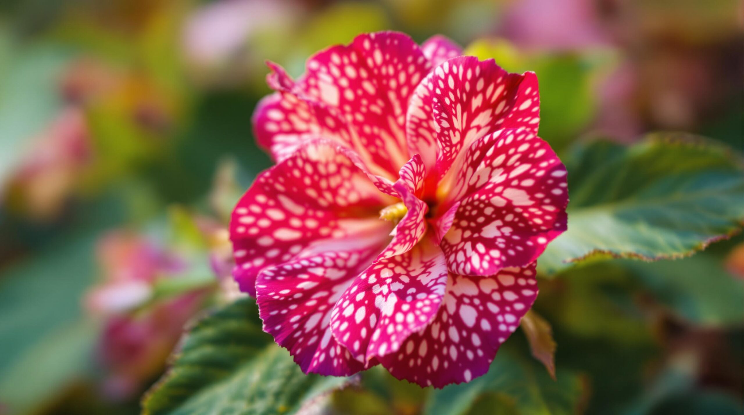 Pink flower with white spots