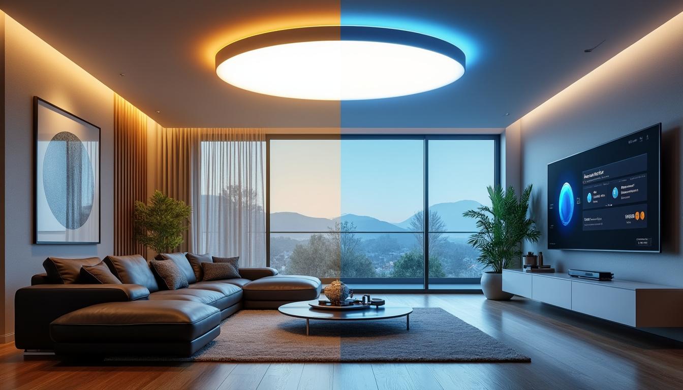 LuminaLight Connect : un plafonnier intelligent qui transforme votre espace 4 découvrez luminalight connect, le plafonnier intelligent qui révolutionne votre espace. grâce à des fonctionnalités avancées et un design moderne, illuminez votre intérieur tout en optimisant votre confort et votre bien-être. transformez chaque pièce en un havre de lumière adapté à vos envies.