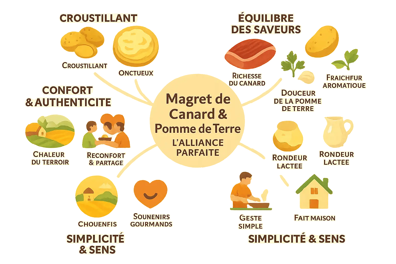 Magret de canard avec accompagnements de pommes de terre