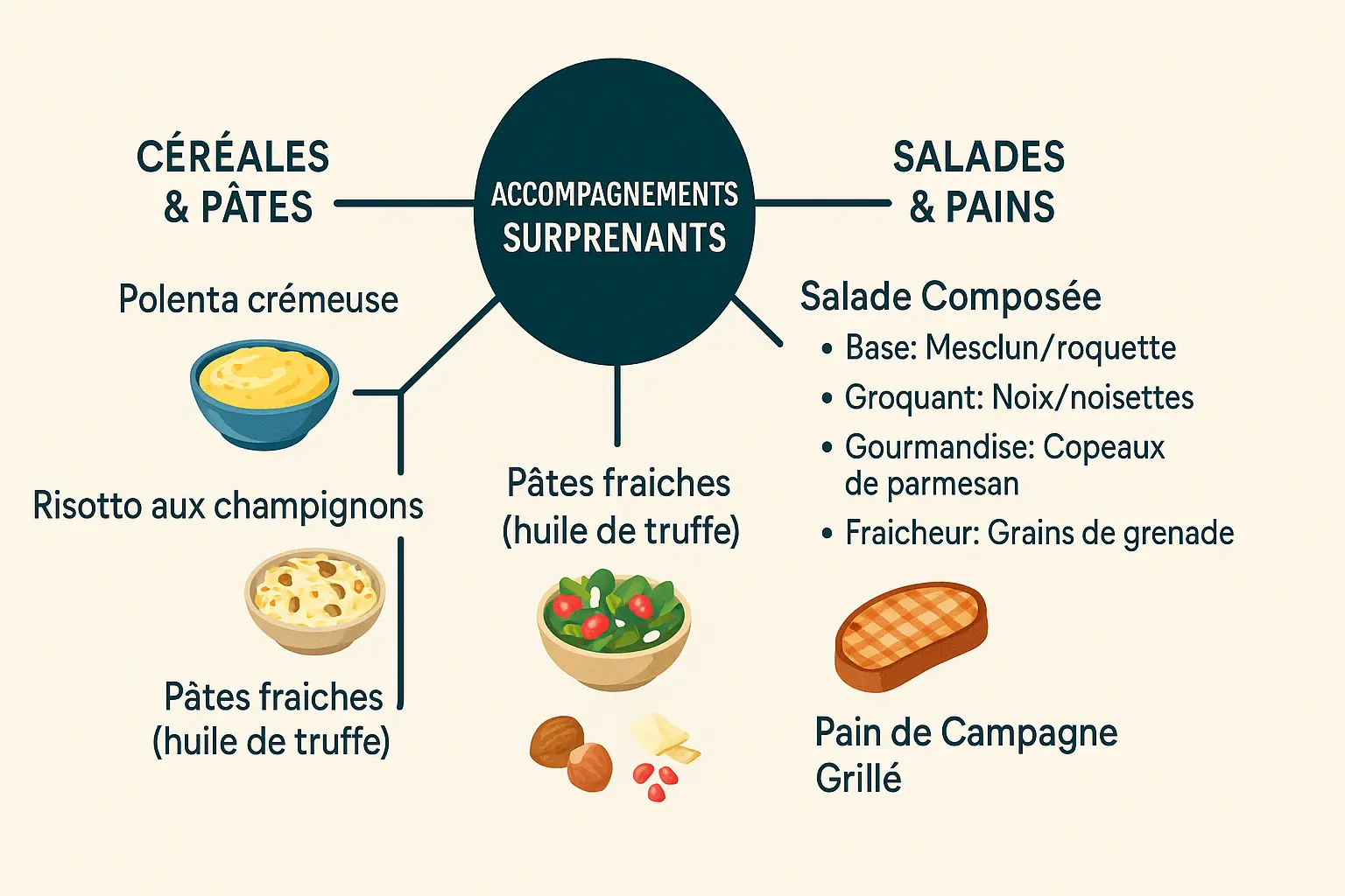 Magret de canard avec accompagnements variés