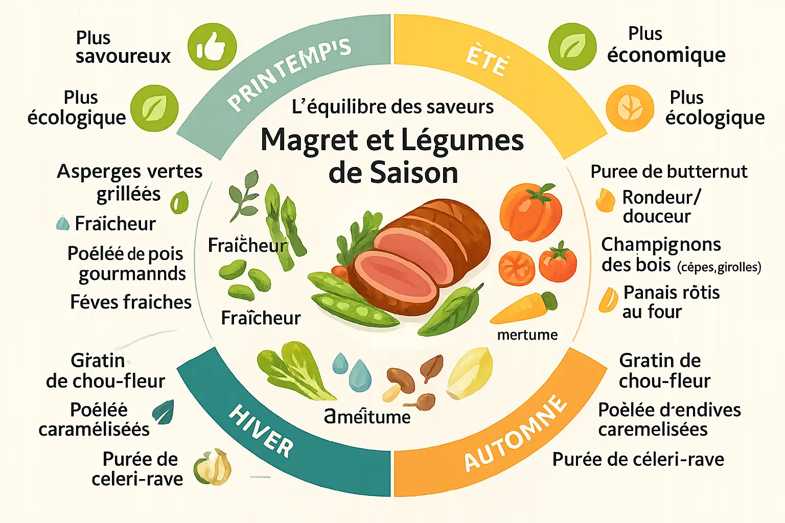 Magret de canard et accompagnements de saison
