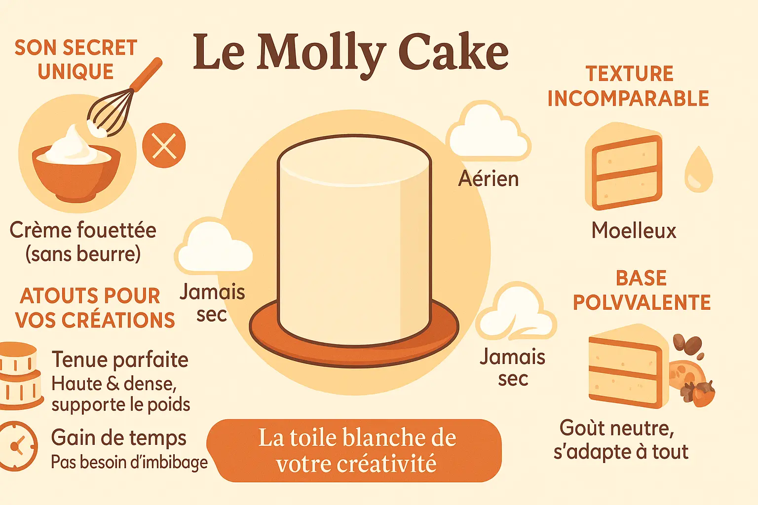 Molly Cake : le gâteau idéal pour vos créations 4 Molly Cake découpé en tranches épaisses, montrant sa texture aérienne et moelleuse