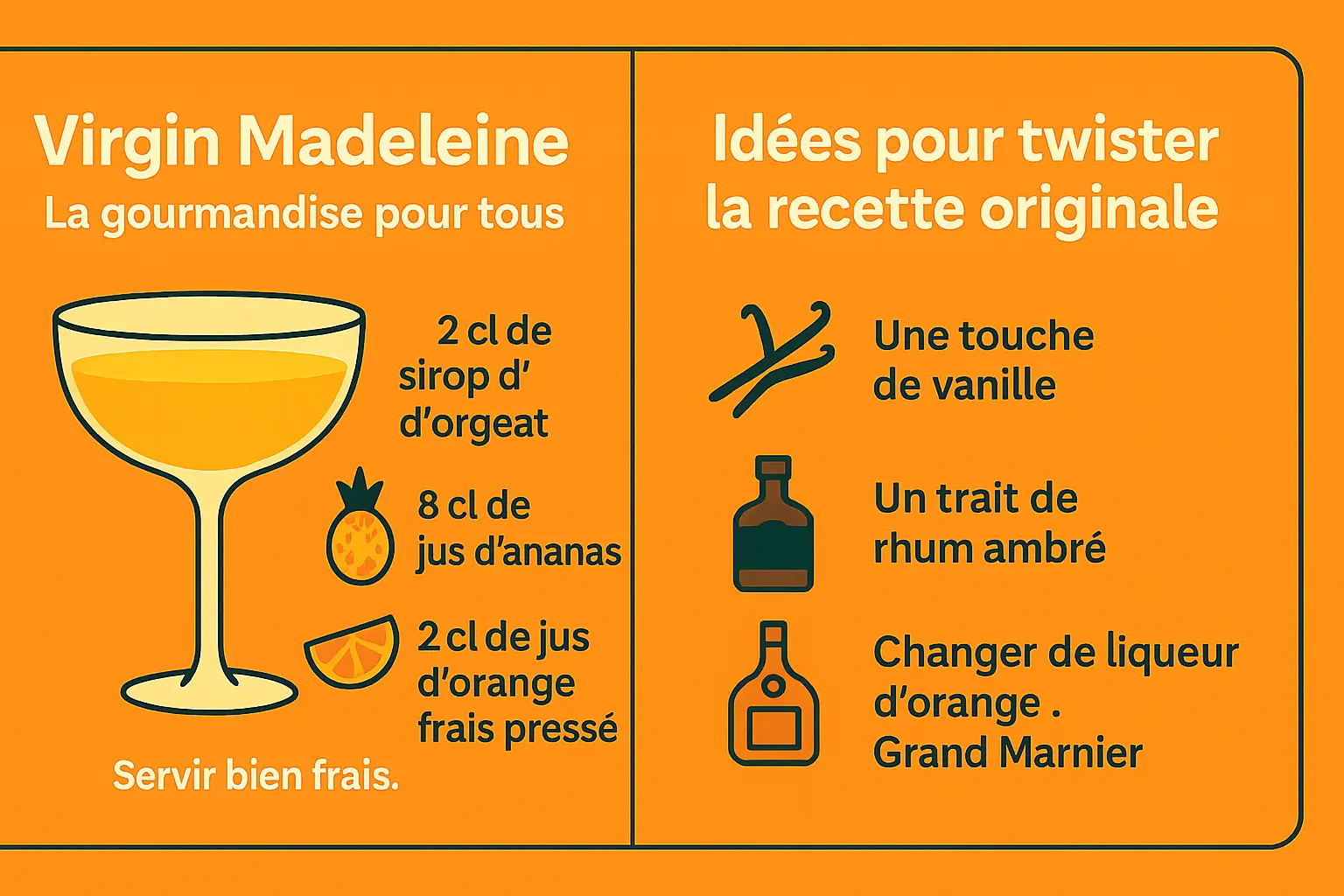 Cocktail Madeleine dans un verre avec décoration minimaliste