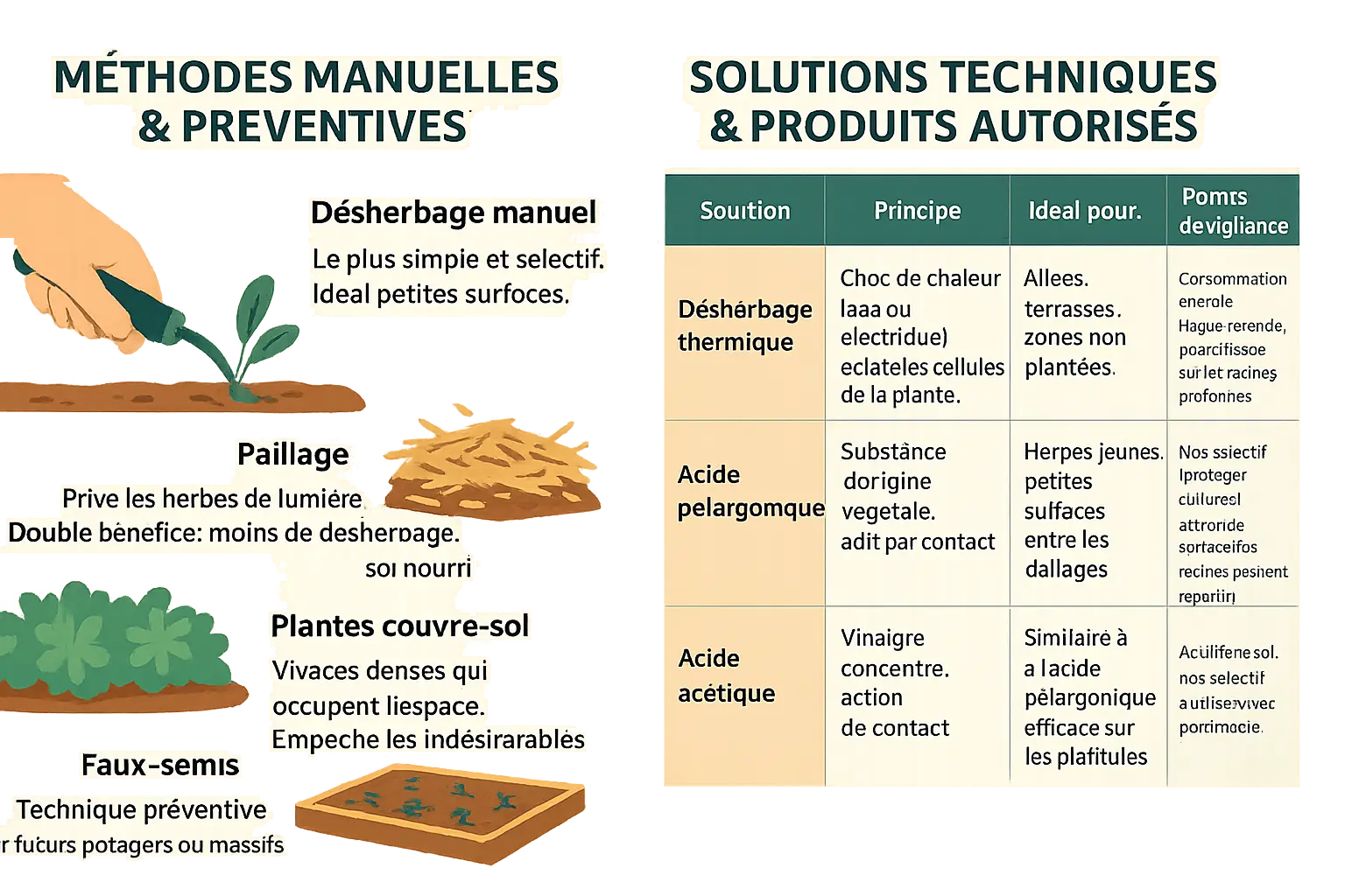 Désherber sans glyphosate : solutions alternatives 7 Jardin sans désherbant chimique avec paillage et plantes couvre-sol