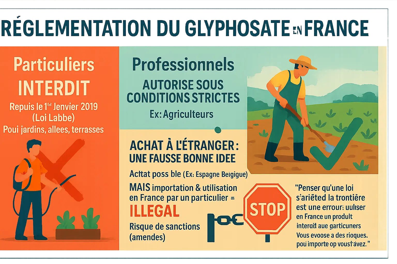 Désherber sans glyphosate : solutions alternatives 5 Illustration des réglementations autour du glyphosate