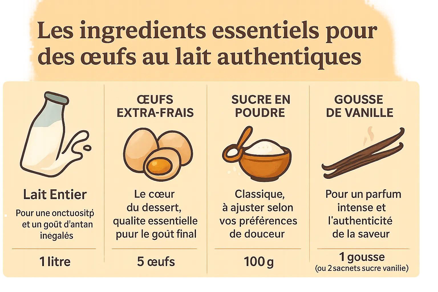 Oeufs au lait dans un plat en verre