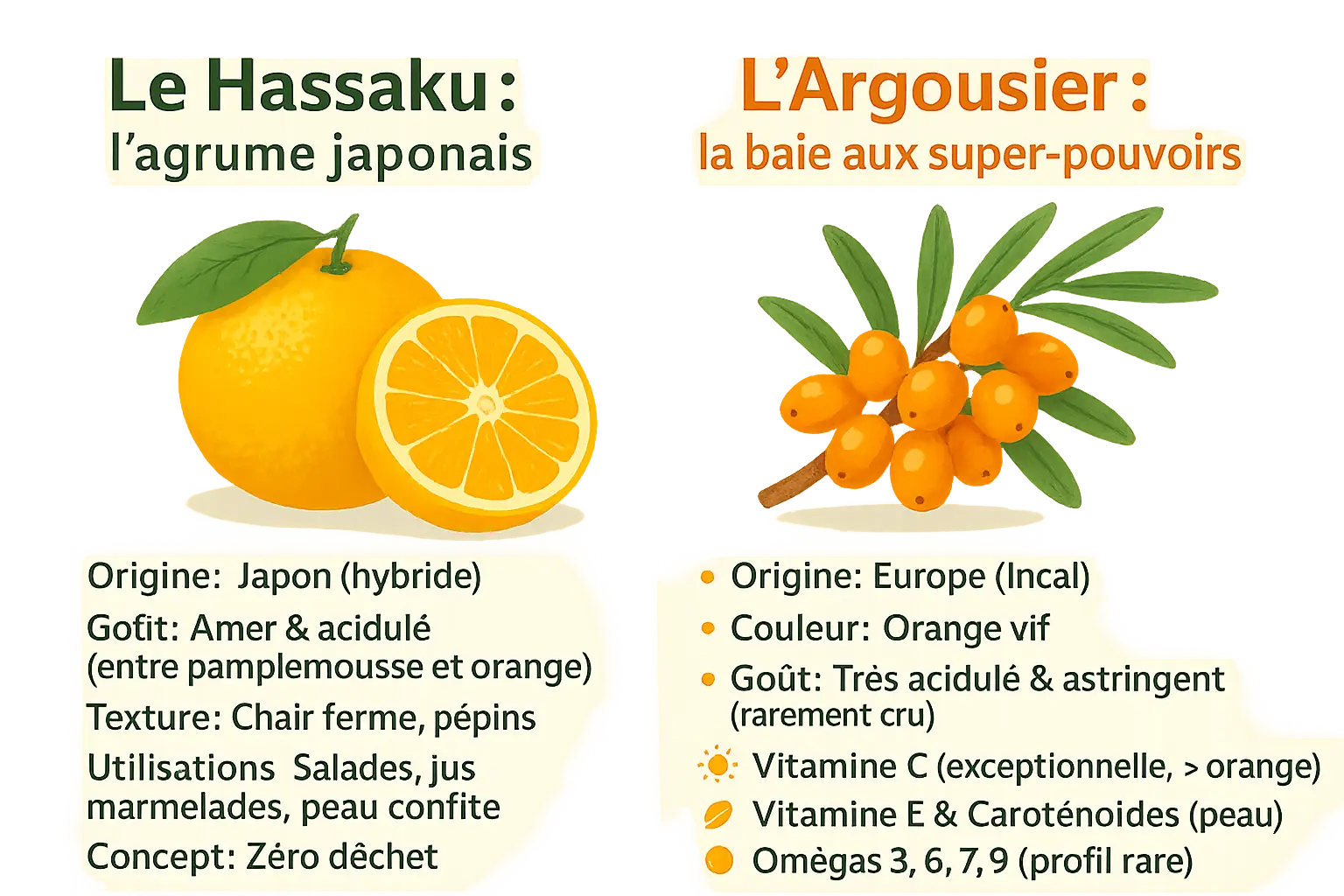 Fruits en H : saveurs exotiques et usages locaux 5 Fruits commençant par la lettre H : Hassaku et Argousier