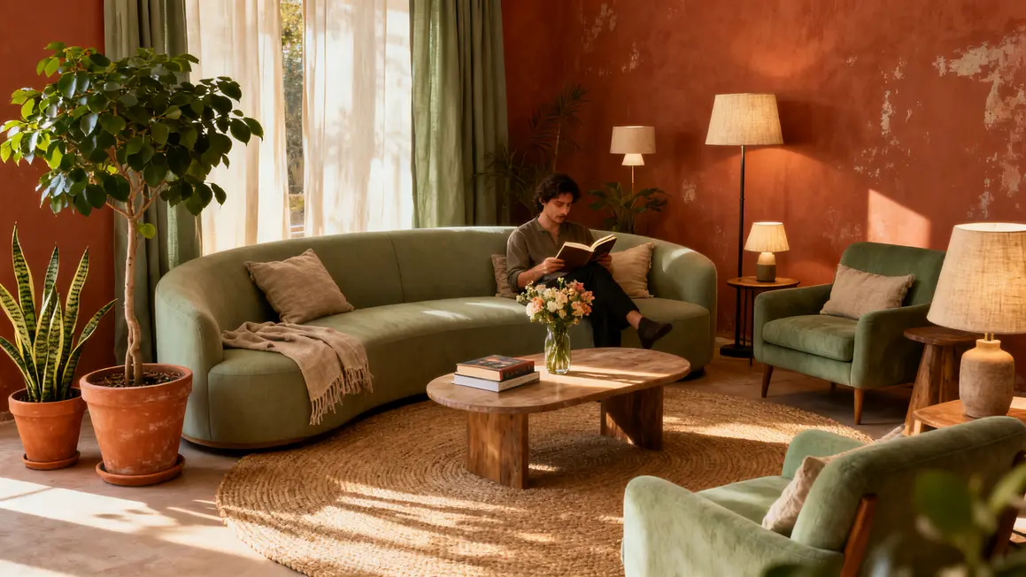 Interieur moderne ambiance apaisante 2026 deco tendance terracotta sauge