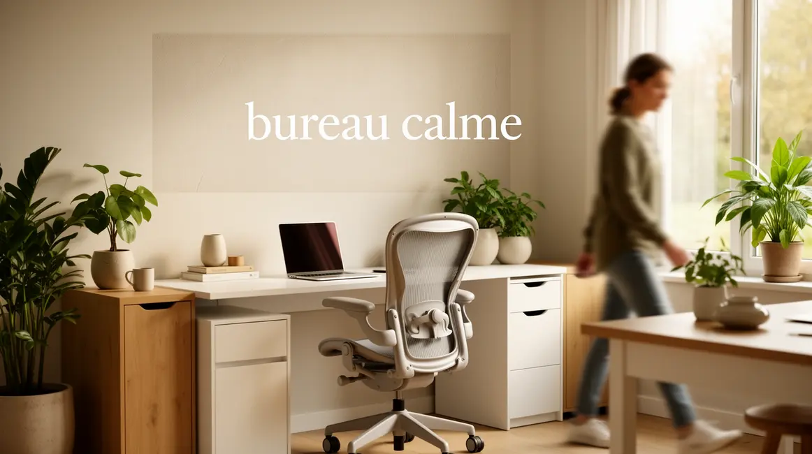 bureau calme : conseils concrets pour éviter les pièges en petit budget 30 Photo bureau calme avec fauteuil ergonomique et plantes