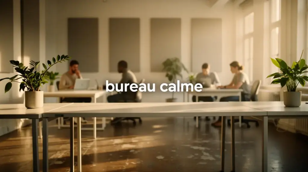 bureau calme moderne panneaux acoustiques et plantes