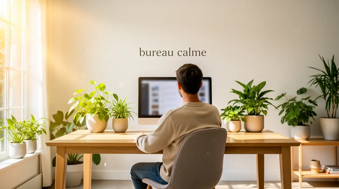 bureau calme : critères de choix vraiment utiles 44 Bureau calme lumineux avec plantes bois clair et accessoires discrets
