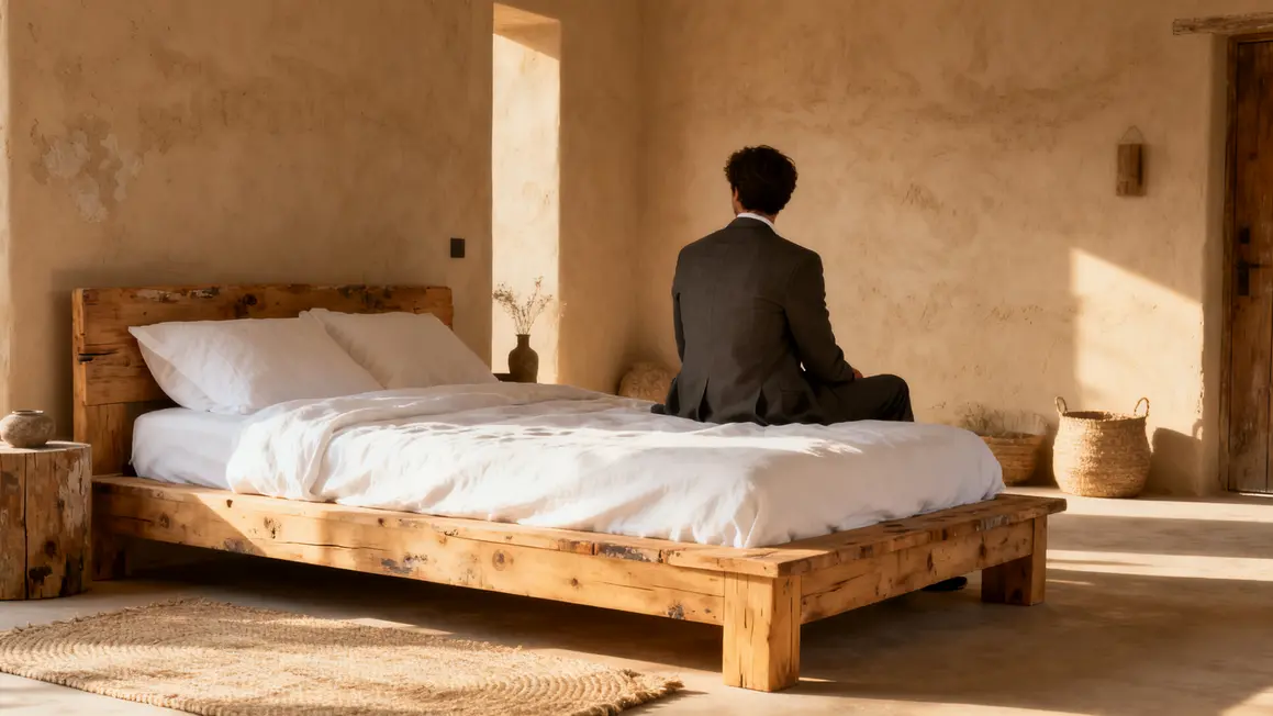 chambre zen epuree avec lit bois clair feng shui