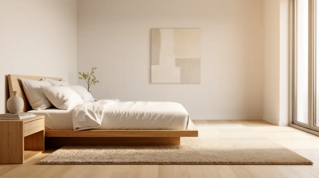 chambre zen style epure bois clair lumiere douce