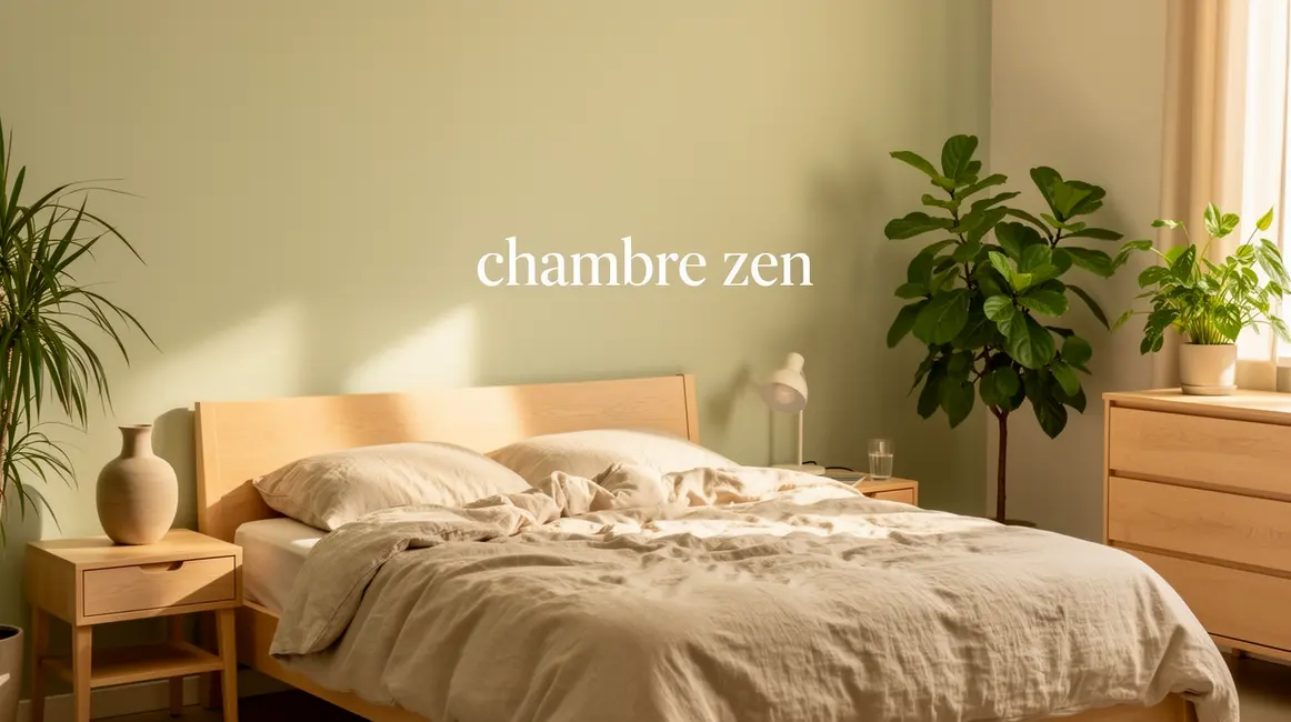 chambre zen : guide débutant sans jargon en petit budget 47 Chambre zen beige vert pastel lumière naturelle