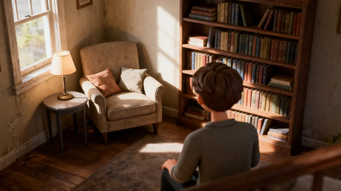coin lecture cosy avec fauteuil et étagère