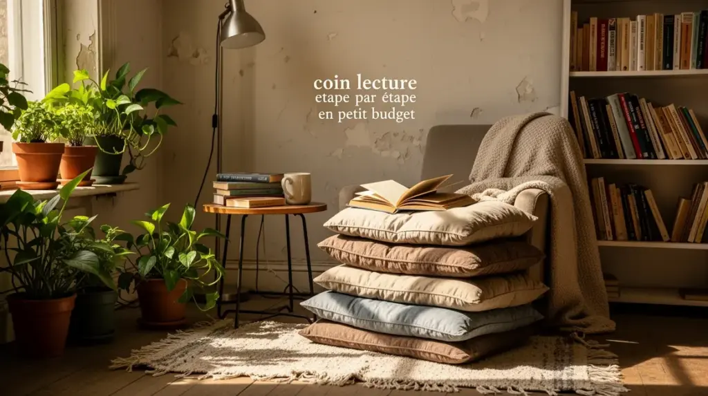 coin lecture cosy petit budget fauteuil livres plantes