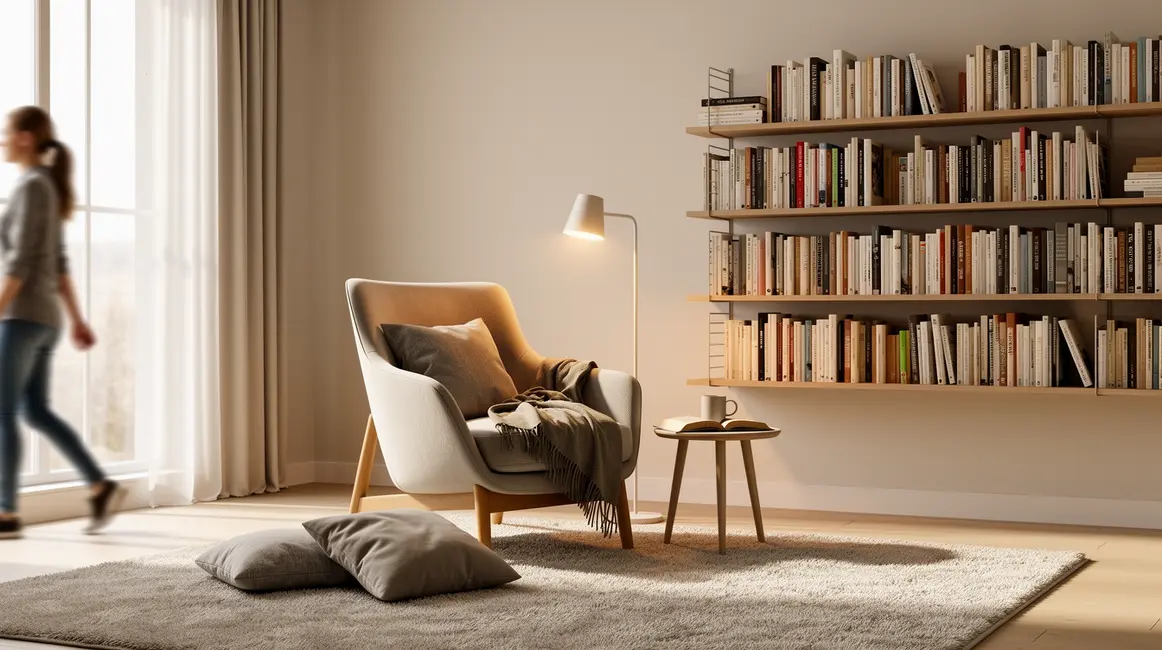 coin lecture : plan d’action simple et réaliste 54 coin lecture moderne dans salon lumineux avec fauteuil etagere lampe