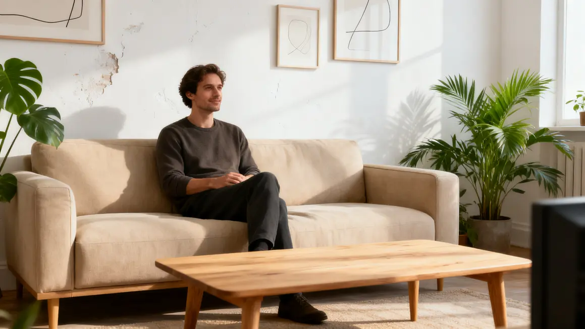 salon minimaliste : priorités à vérifier en premier en petit budget 2 Salon minimaliste moderne canape beige bois clairs plantes