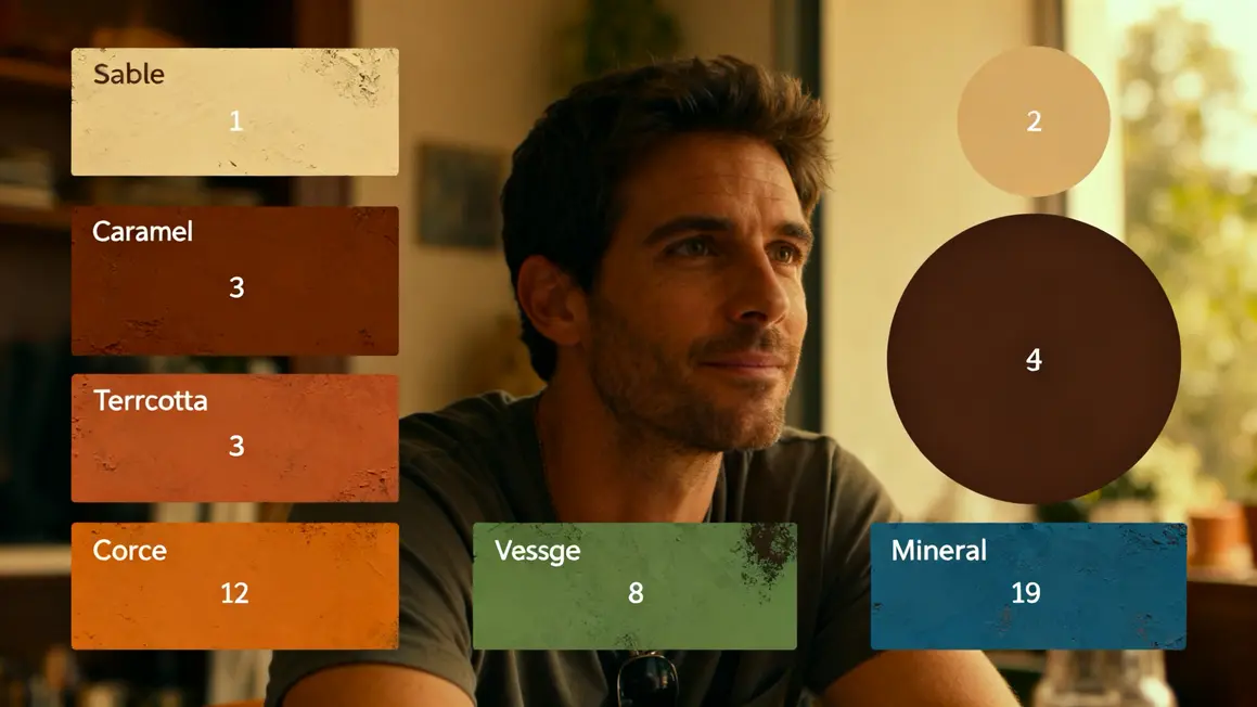 décoration douce en 2026 : points clés à connaître 3 palette de couleurs decoration douce 2026 beige caramel vert sauge bleu mineral