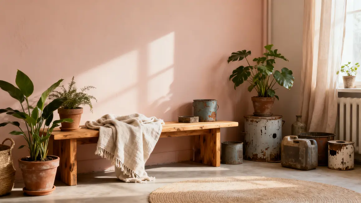 pièce décoration douce murs pastel bois et textiles naturels