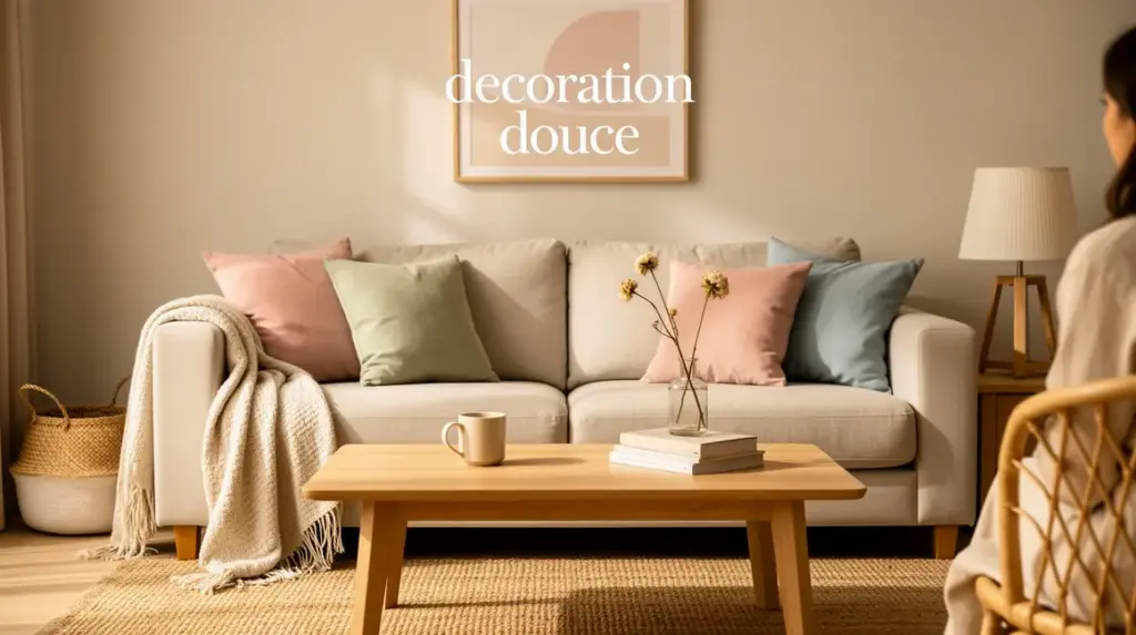 salon décoration douce tons neutres et fibres naturelles