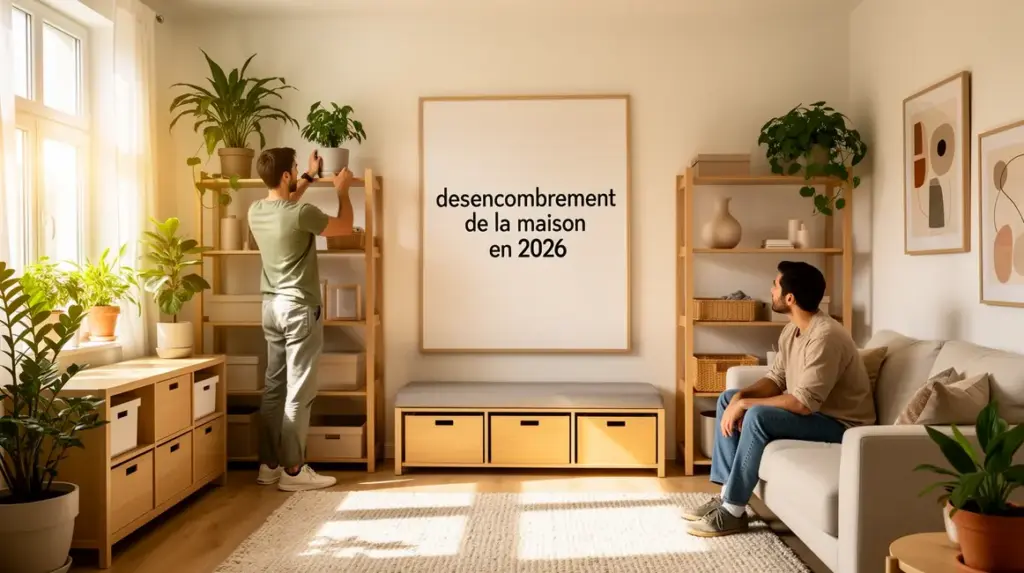 Vue panoramique interieur range desencombrement maison 2026
