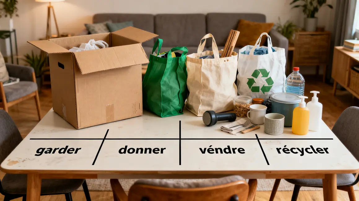 désencombrement de la maison : questions à se poser avant d’agir en petit budget 3 Tri maison petits budgets cartons sacs desencombrement maison