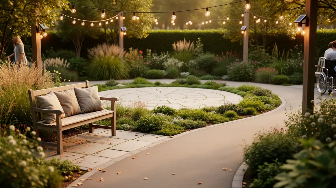 jardin détente en 2026 : points clés à connaître en petit budget 8 jardin detente 2026 espace accessible banc bois coussins guirlandes solaires