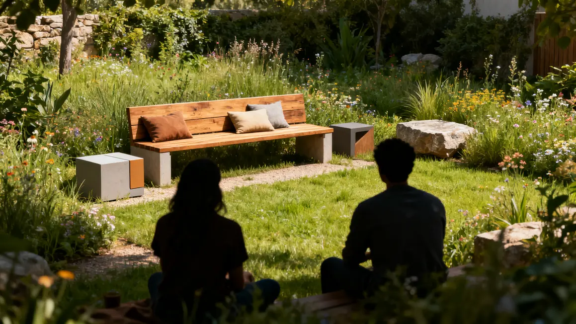 jardin détente en 2026 : points clés à connaître en petit budget 2 jardin detente 2026 graminees prairies banc bois pierre locale