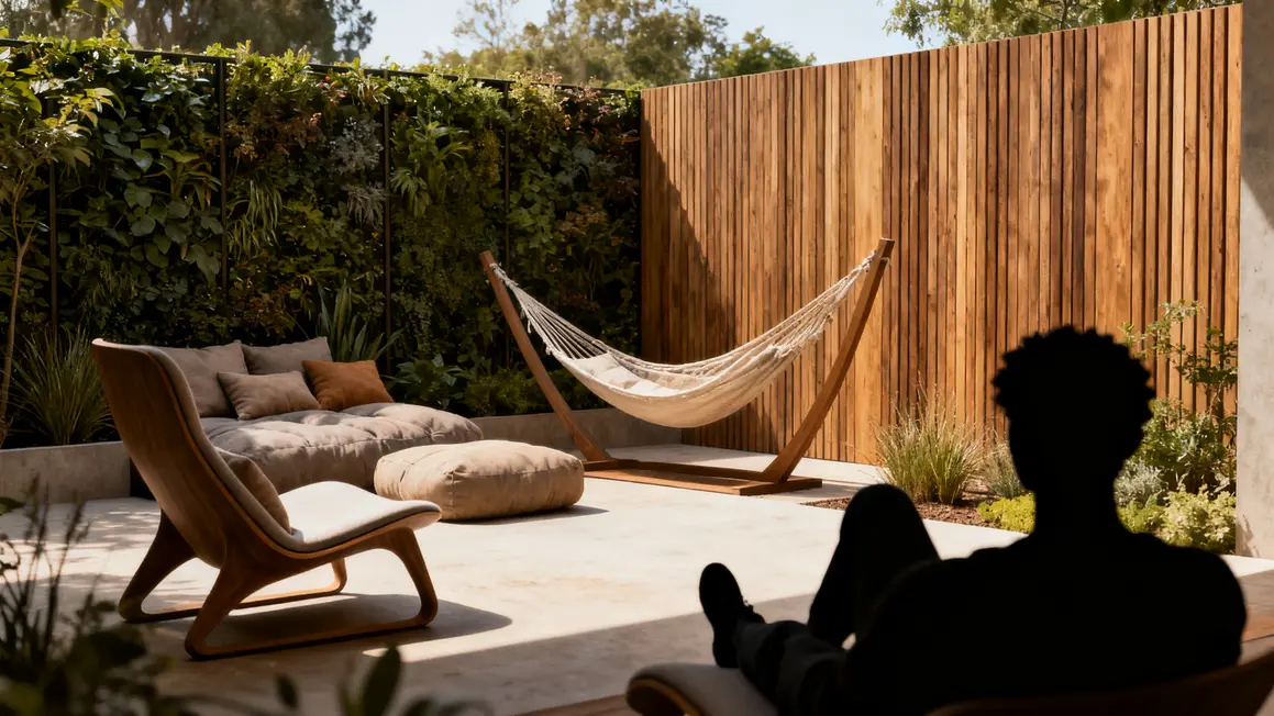 jardin détente : conseils concrets pour éviter les pièges en petit budget 2 espace détente fauteuil hamac brise-vue végétal panneau bois
