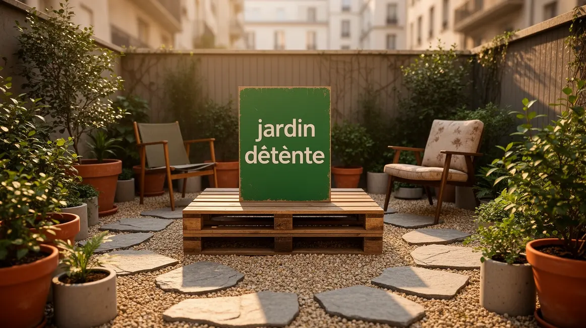 jardin détente : priorités à vérifier en premier en petit budget 60 Petit jardin détente urbain avec table chaises plantes locales et gravier