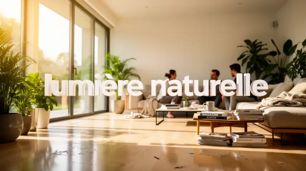 interieur moderne lumineux baies vitrees plantes reflets murs clairs