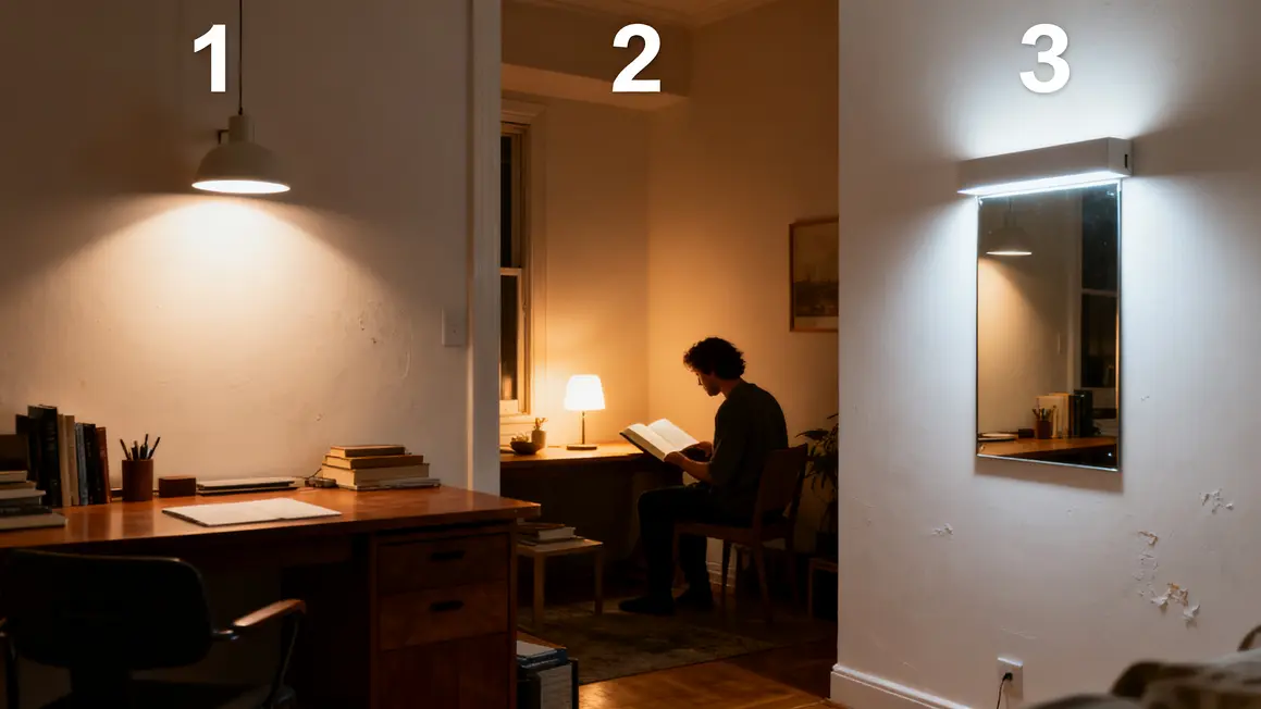 Bien choisir lumière naturelle : méthode simple et fiable en petit budget 2 Trois types de lumière naturelle directe diffuse réfléchie pièce