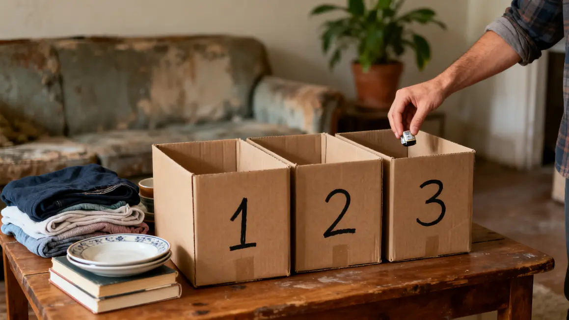 désencombrement de la maison : plan d’action simple et réaliste 3 etapes desencombrement maison trois boites