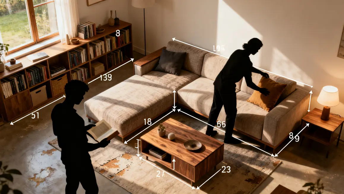 Bien choisir salon minimaliste : méthode simple et fiable 2 Plan salon minimaliste dimensions mobilier compact