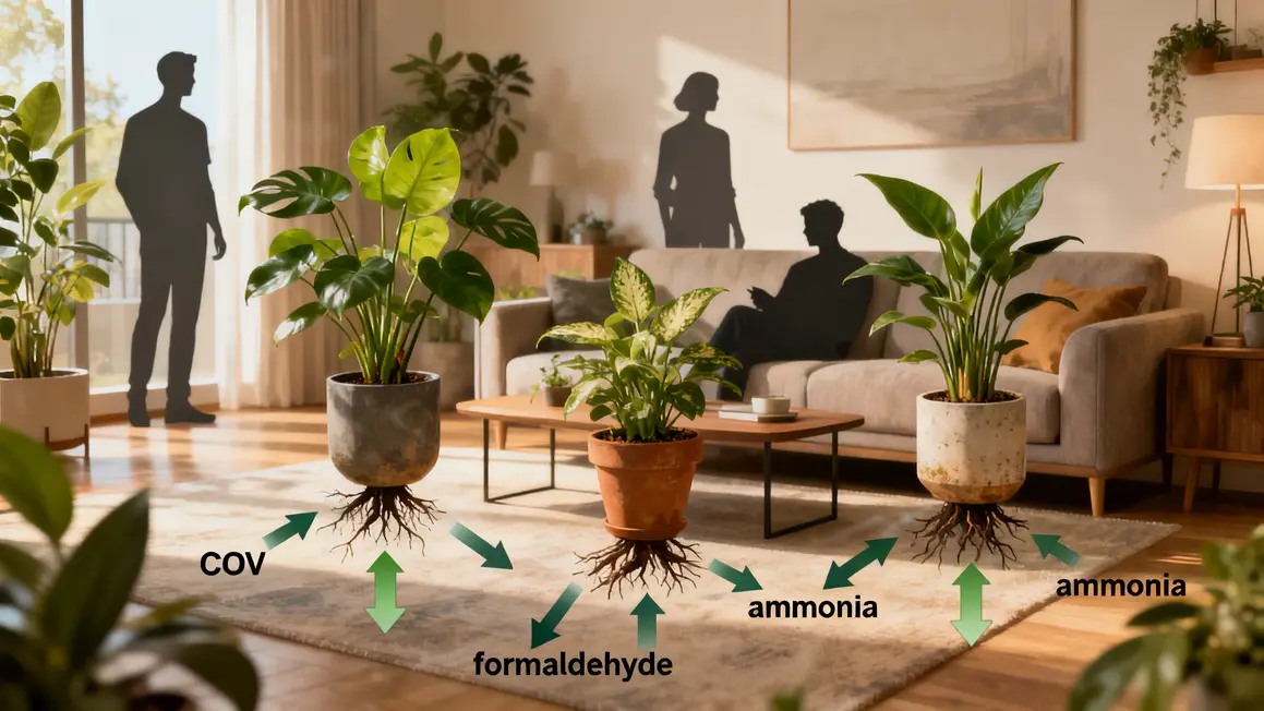 plantes dépolluantes : bonnes pratiques pour un résultat durable en petit budget 2 Illustration plantes depolluantes absorption COV