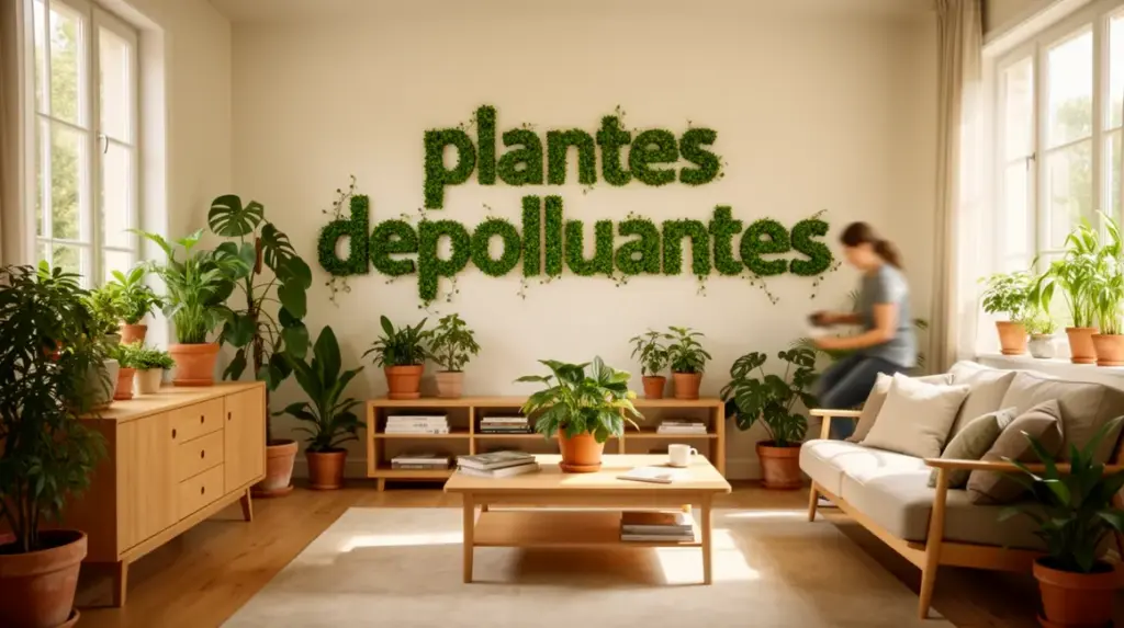 Vue interieur moderne plantes depolluantes air sain