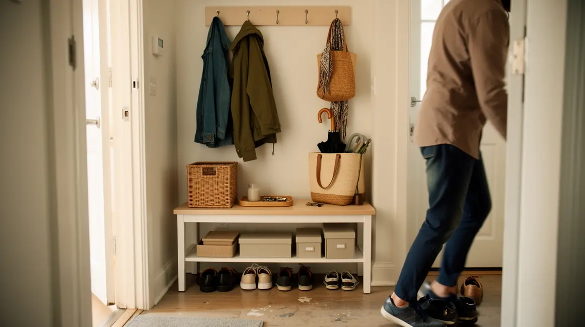 rangement de l'entrée optimisé petite entrée meubles compacts