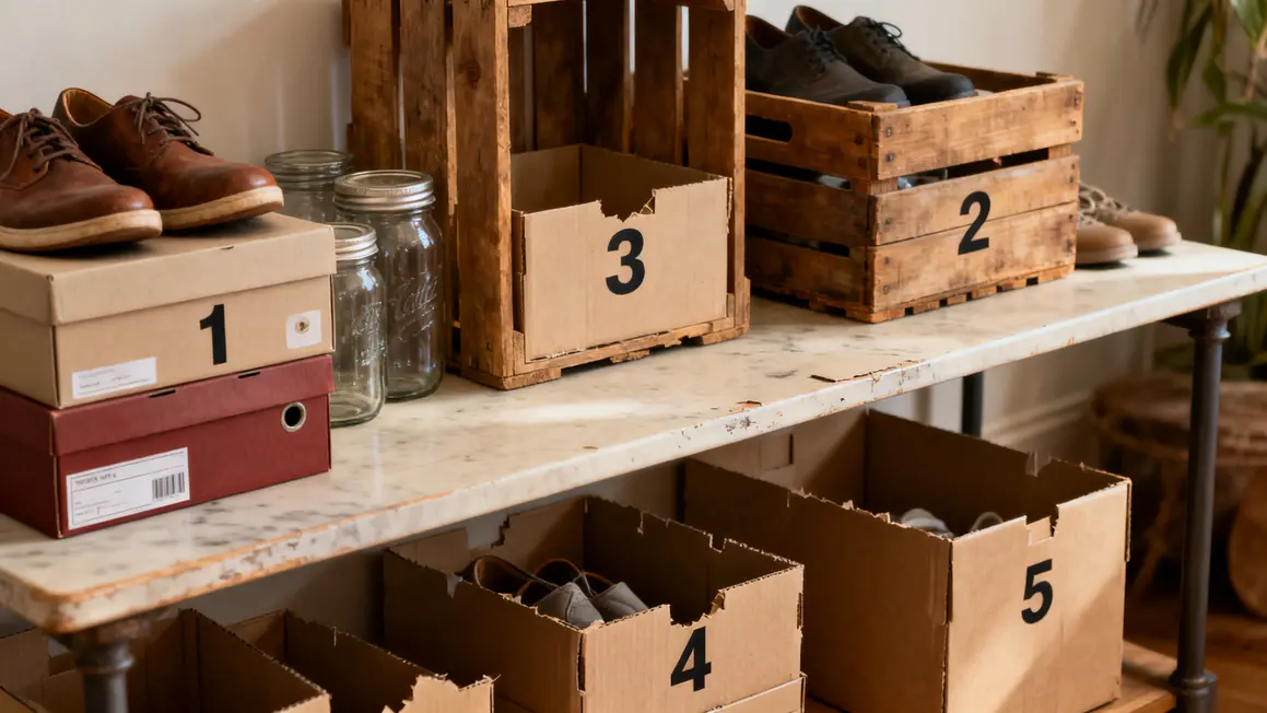 rituel de rangement astuces boites chaussures bocaux caisses et cartons