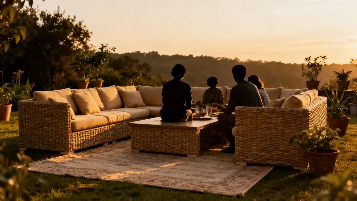 jardin détente : comparatif des options possibles 3 salon de jardin convivial en résine tressée coussins soirée