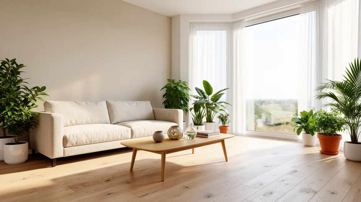 salon lumineux lumière naturelle baie vitrée