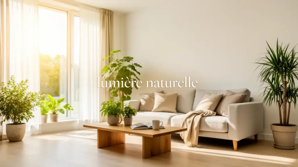 Salon lumineux lumière naturelle grandes fenêtres murs blancs