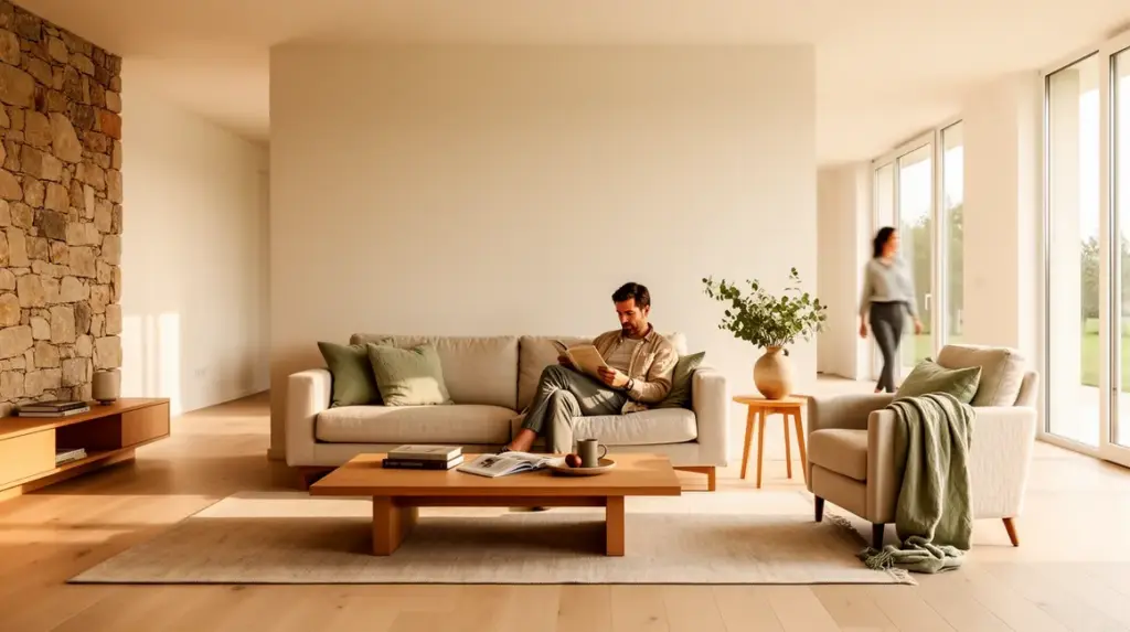 salon minimaliste moderne 2026 mobilier couleurs naturelles