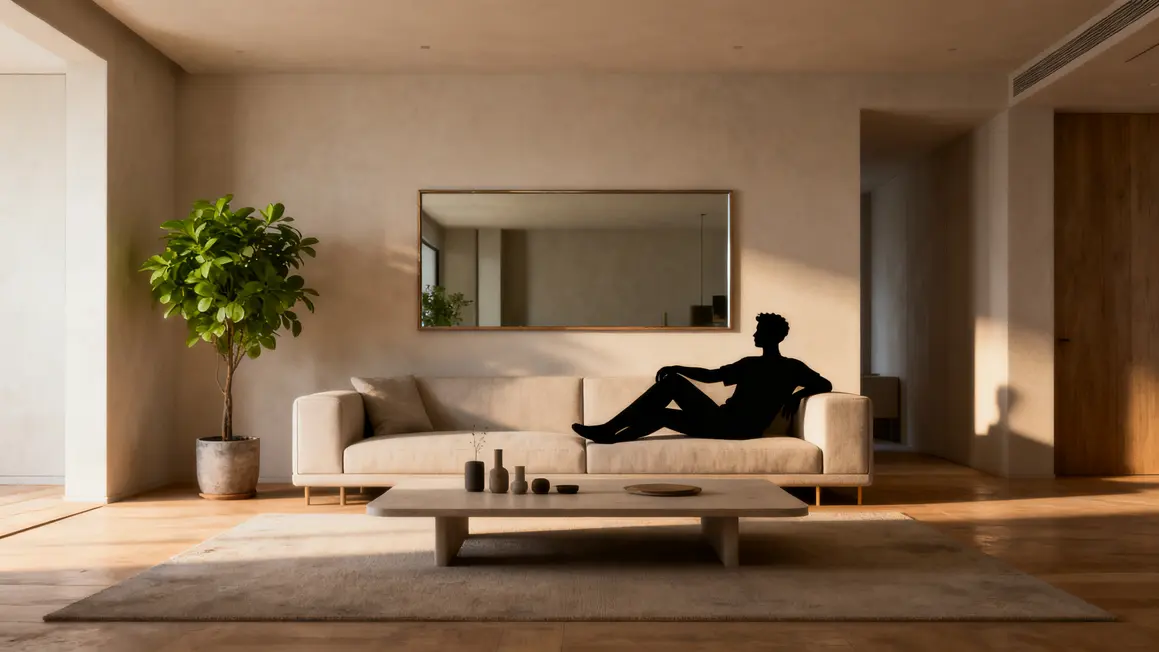 Comment réussir salon minimaliste étape par étape 2 salon minimaliste moderne canape epure plante miroir